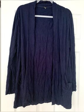 SHANA APPAREL crinkle cardigan open tunic  navy size 1X